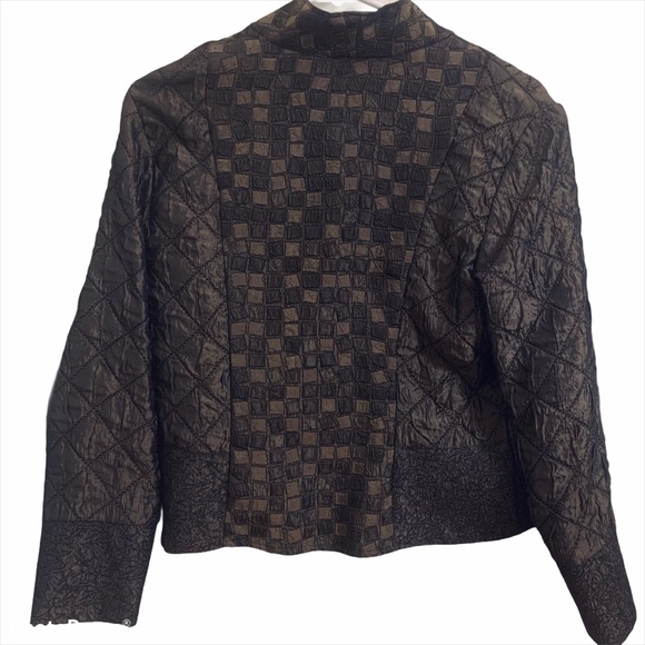 K.A.T.E Black and Bronze Quilted Pattern Blazer S - Picture 3 of 7